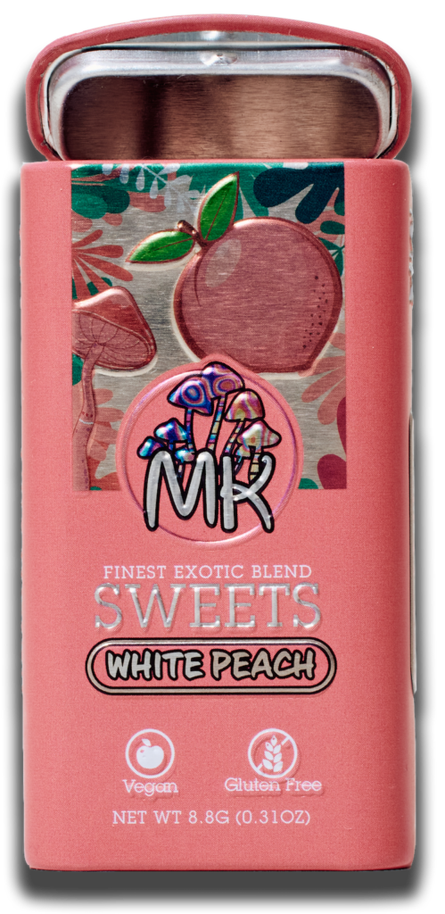 mk brand white peach mushroom mints